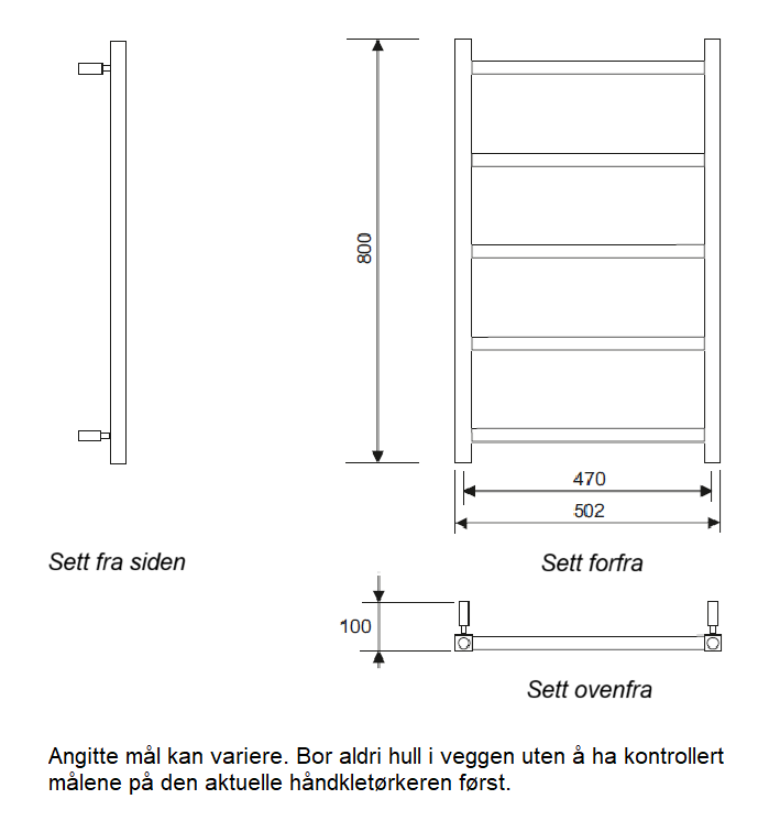 24-4008 PAX Håndkletørker Lyra 50x80 krom - dimensjon